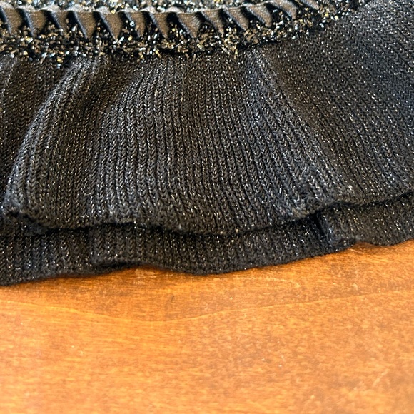 ST. JOHN Couture Black Sequin Tweed Ruffle Jacket Blazer Size 8 | Wool Silk - Picture 6 of 8